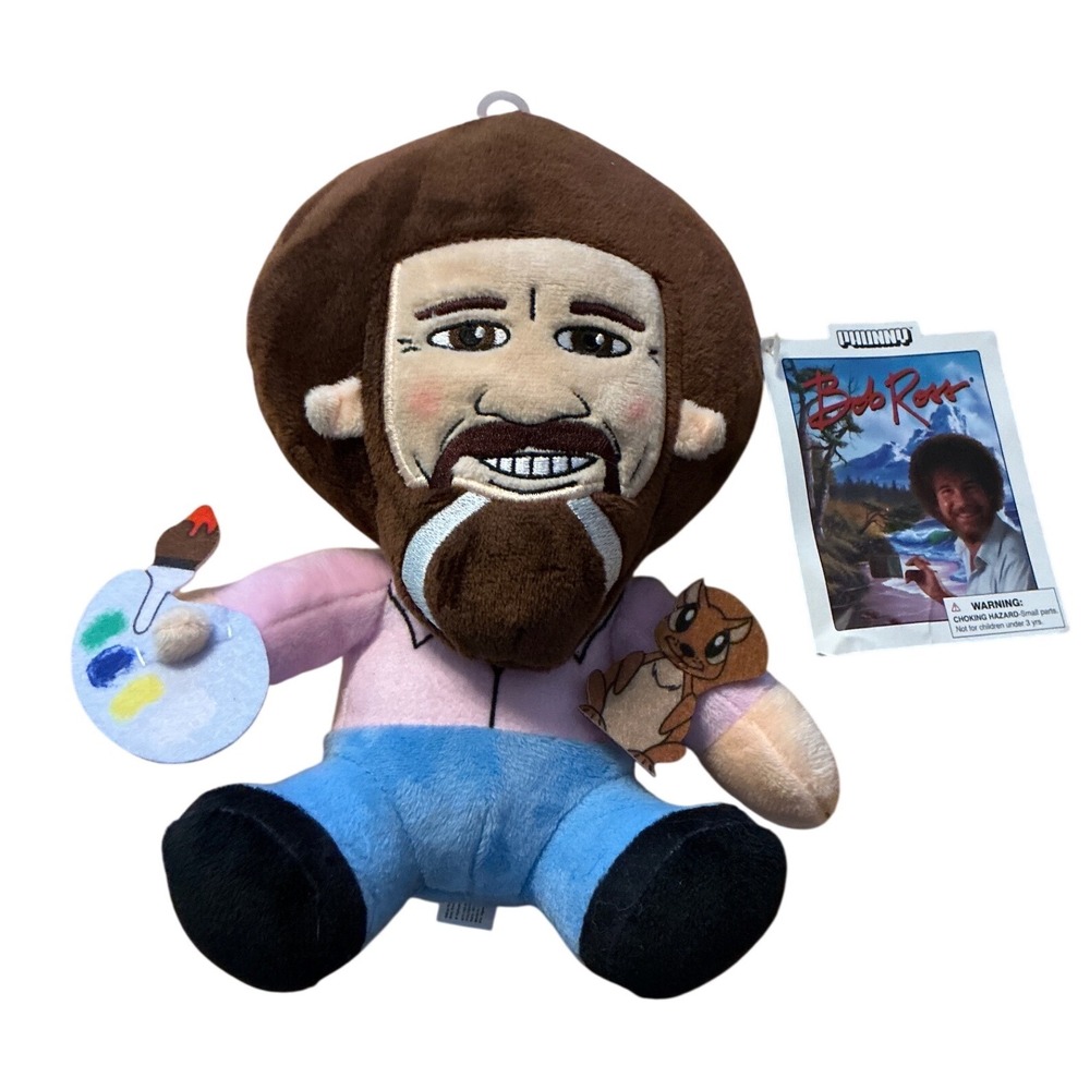 Kidrobot Bob Ross Plush Toy The Joy of Painting Artist Doll with Squirrel